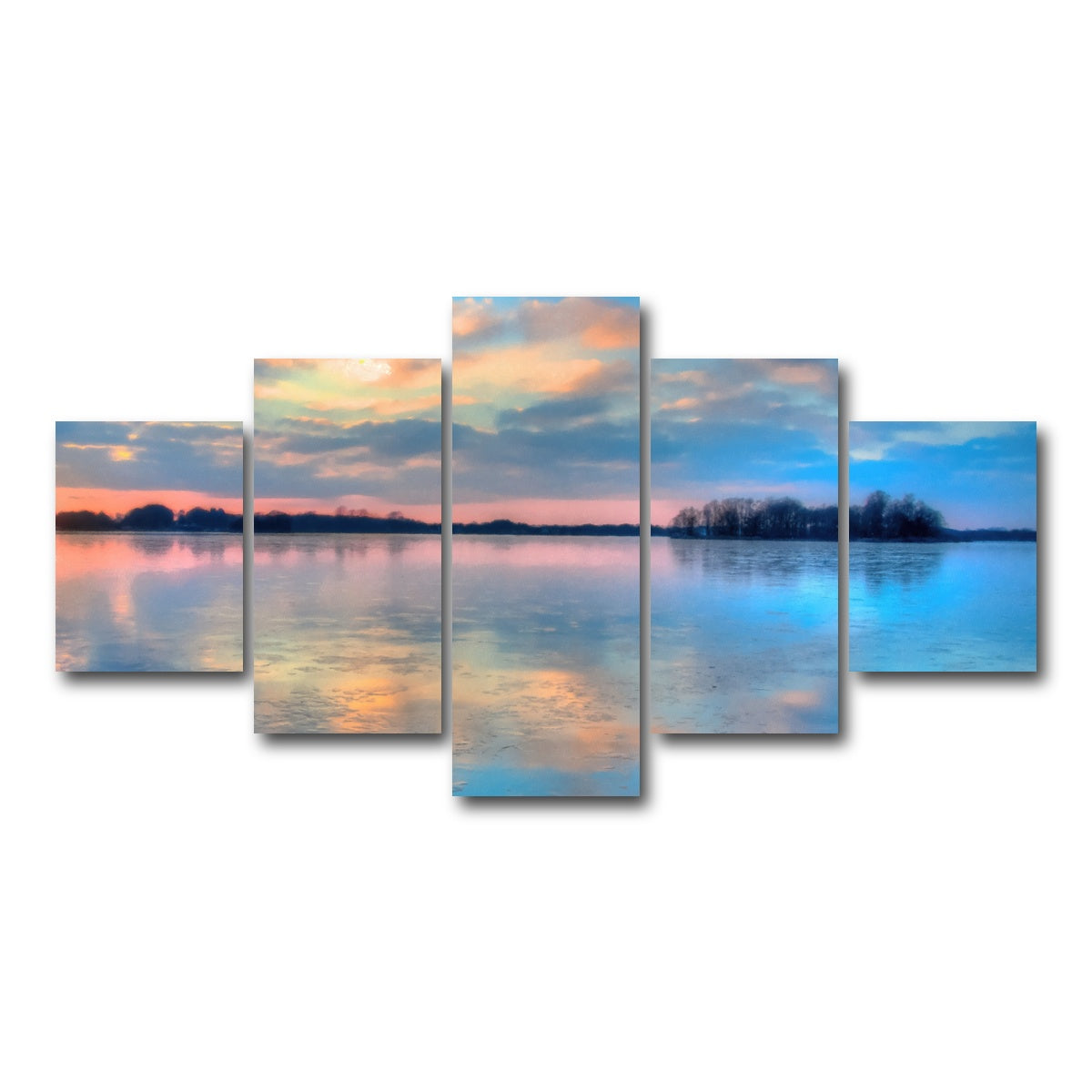 AUTO-MOCKUP WHITE | pastel clouds at sunset | 5 Piece | Gallery Wrap Canvas | group=5_short