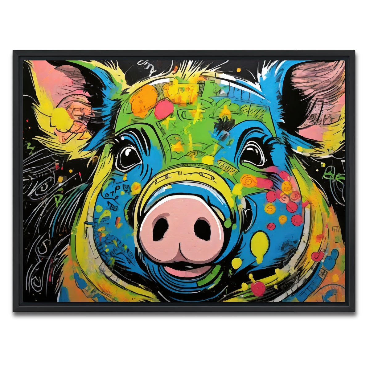 AUTO-MOCKUP WHITE | pig graffiti | 1 Piece | Black Framed Canvas | group=4x3