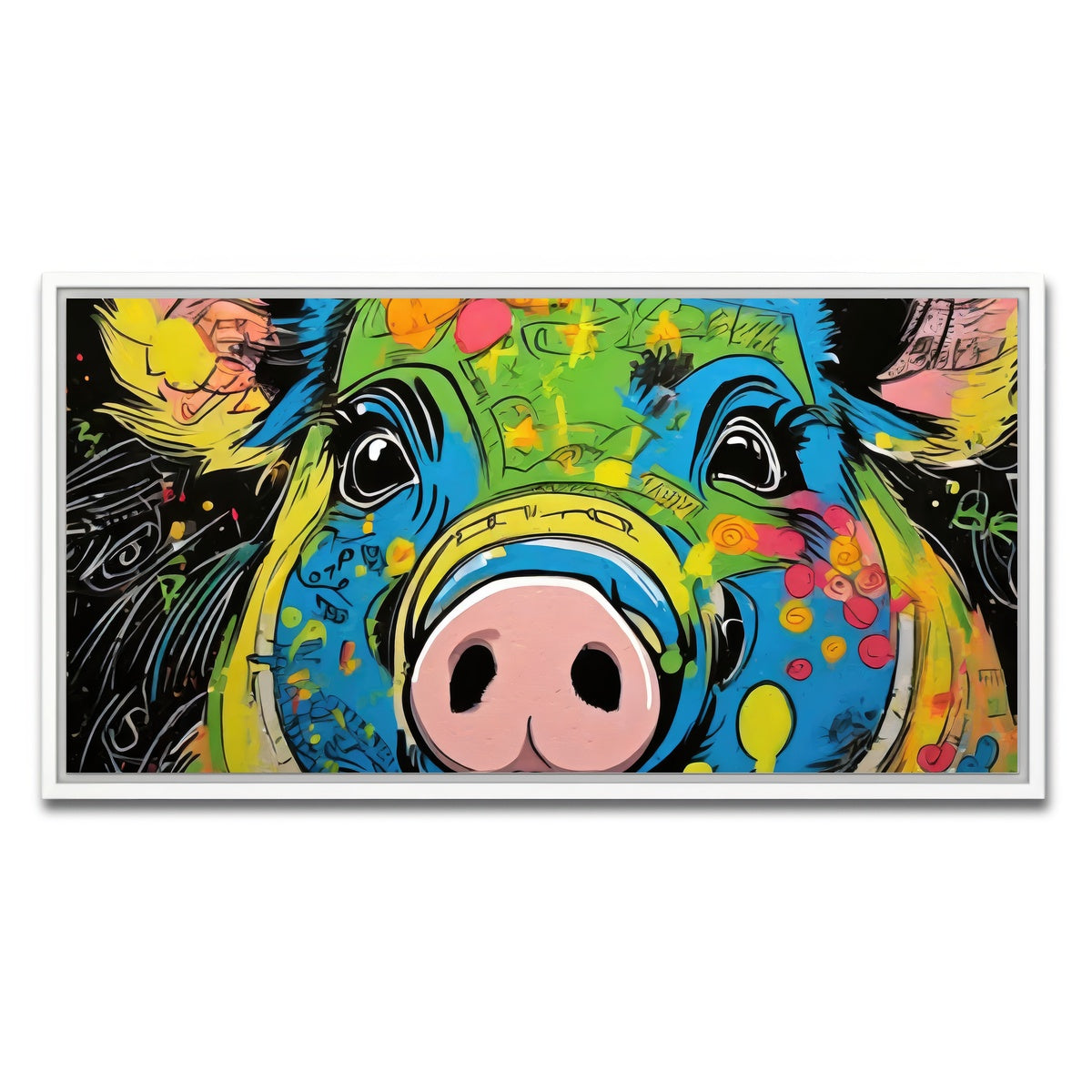AUTO-MOCKUP WHITE | pig graffiti | 1 Piece | White Framed Canvas | group=2x1