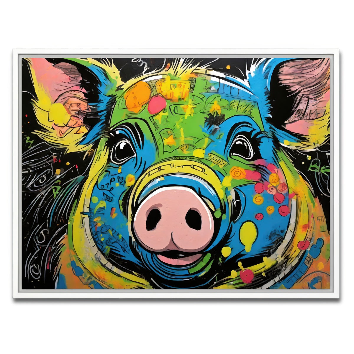 AUTO-MOCKUP WHITE | pig graffiti | 1 Piece | White Framed Canvas | group=4x3