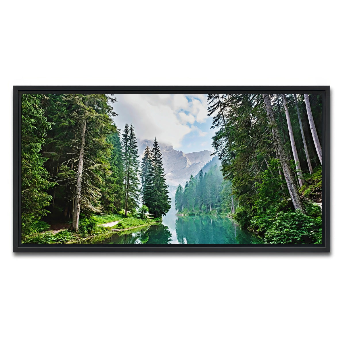 AUTO-MOCKUP WHITE | quiet mountain lake | 1 Piece | Black Framed Canvas | group=2x1