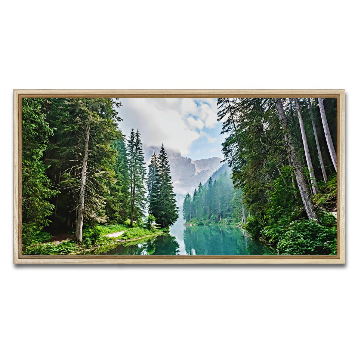 AUTO-MOCKUP WHITE | quiet mountain lake | 1 Piece | Natural Framed Canvas | group=2x1