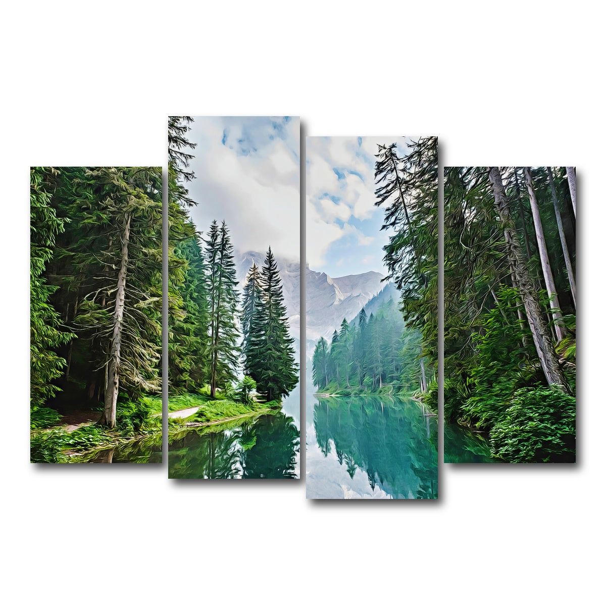 AUTO-MOCKUP WHITE | quiet mountain lake | 4 Piece | Gallery Wrap Canvas | group=4_normal