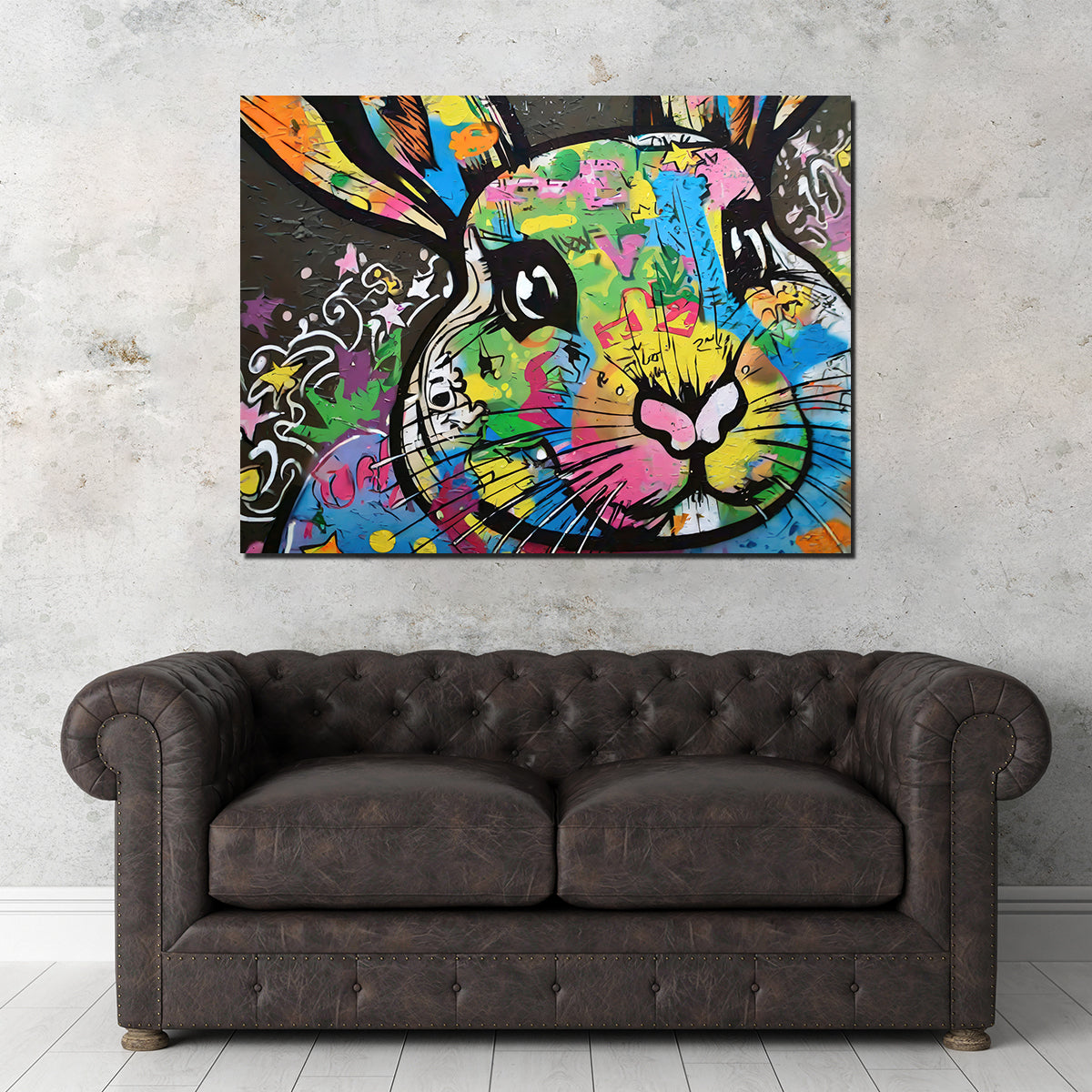 Rabbit Graffiti Wall Art