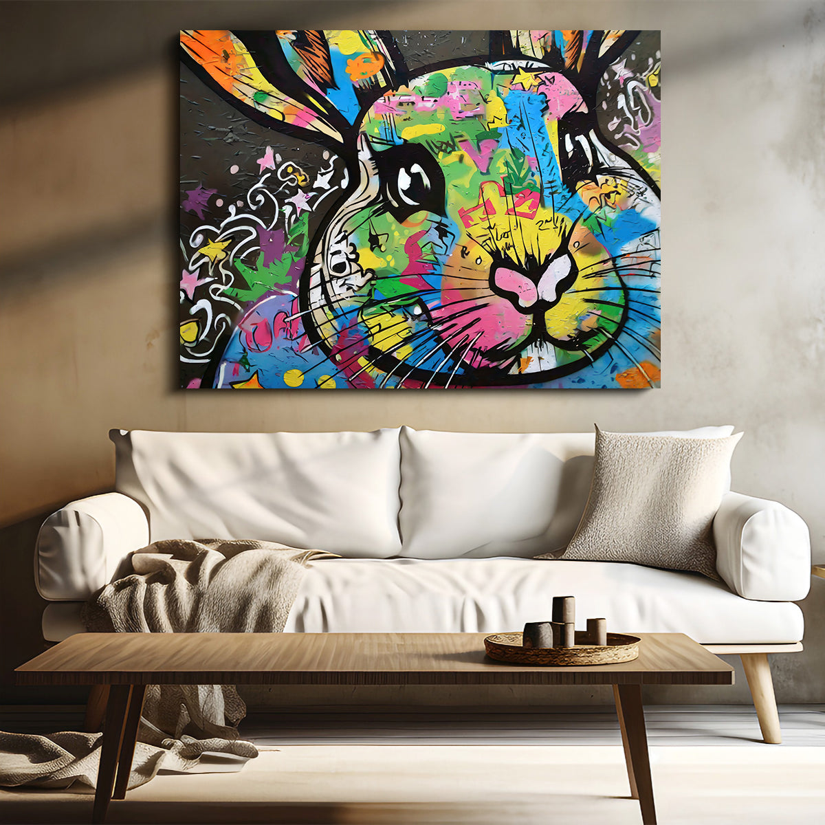 Rabbit Graffiti Wall Art