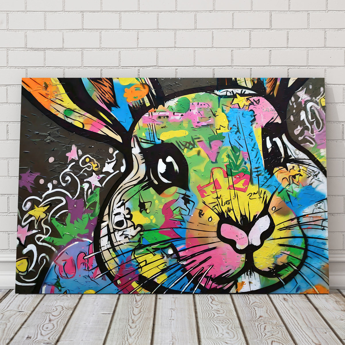 Rabbit Graffiti Wall Art