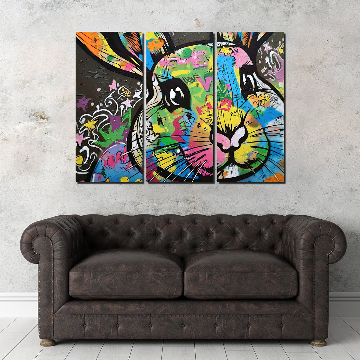 Rabbit Graffiti Wall Art