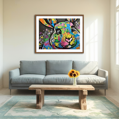 AUTO-MOCKUP ROOM | Rabbit Graffiti Wall Art
