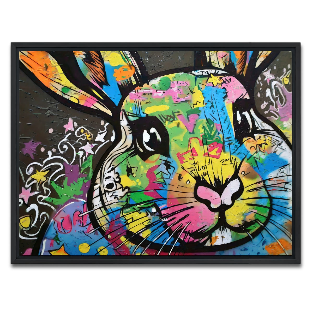 AUTO-MOCKUP WHITE | rabbit graffiti | 1 Piece | Black Framed Canvas | group=4x3