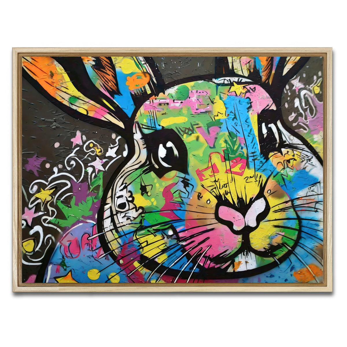 AUTO-MOCKUP WHITE | rabbit graffiti | 1 Piece | Natural Framed Canvas | group=4x3