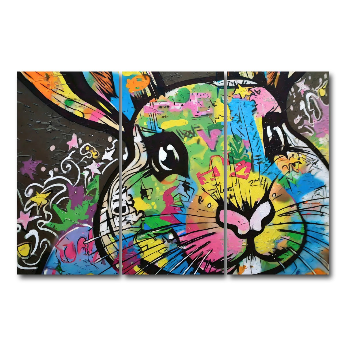 AUTO-MOCKUP WHITE | rabbit graffiti | 3 Piece | Gallery Wrap Canvas | group=12x24