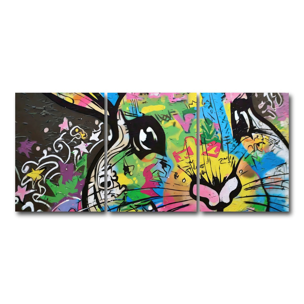 AUTO-MOCKUP WHITE | rabbit graffiti | 3 Piece | Gallery Wrap Canvas | group=18x24