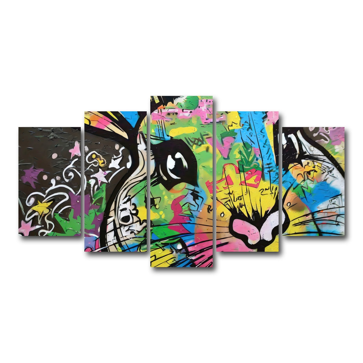 AUTO-MOCKUP WHITE | rabbit graffiti | 5 Piece | Gallery Wrap Canvas | group=5_normal