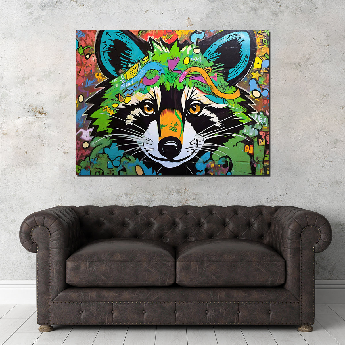 Raccoon Graffiti Wall Art