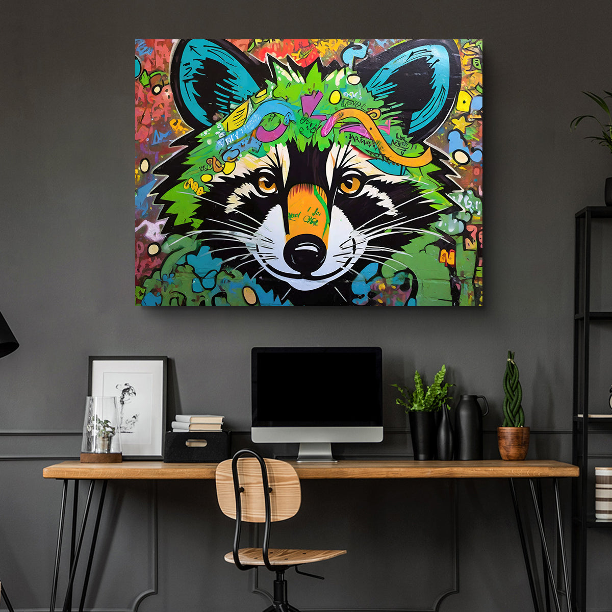 Raccoon Graffiti Wall Art