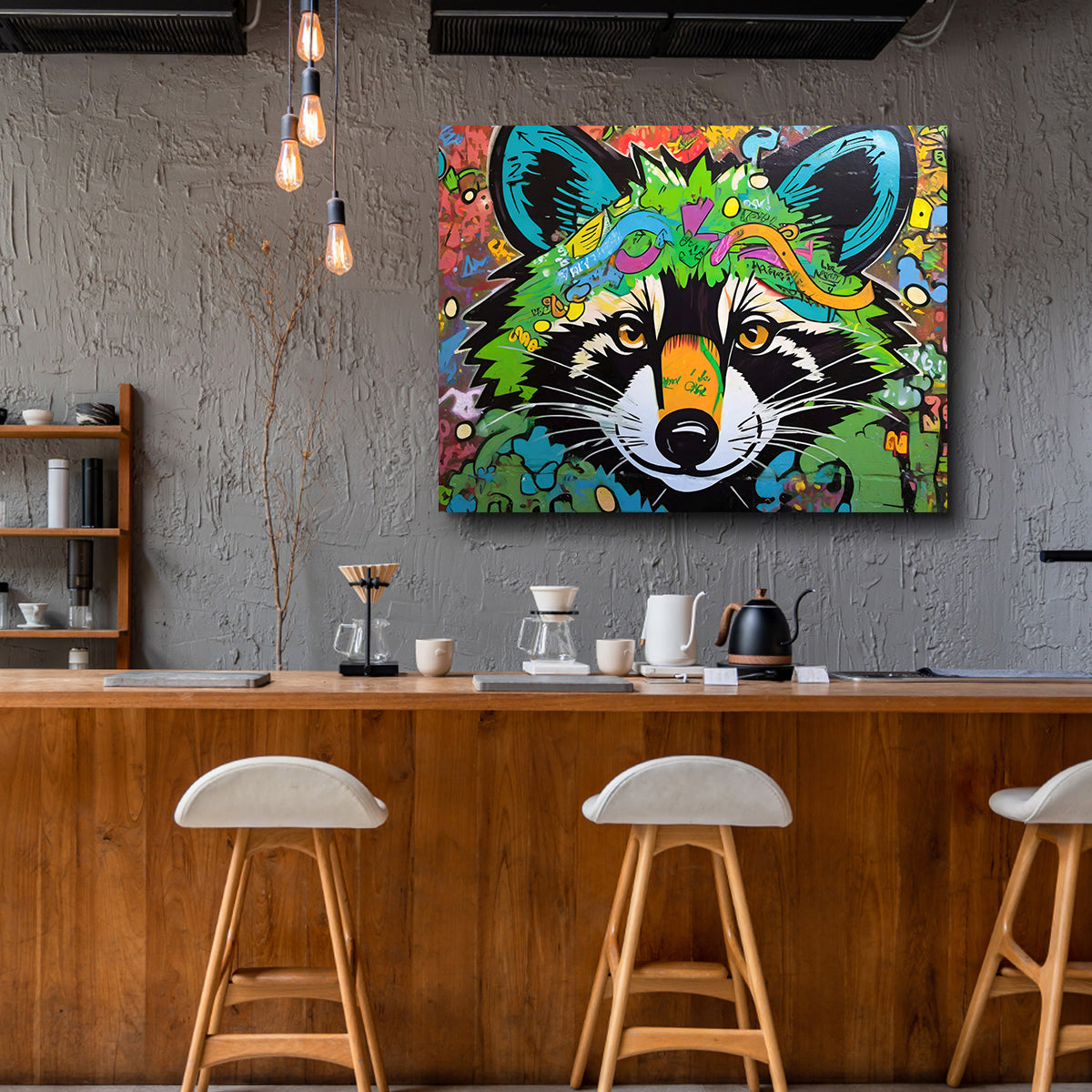 Raccoon Graffiti Wall Art