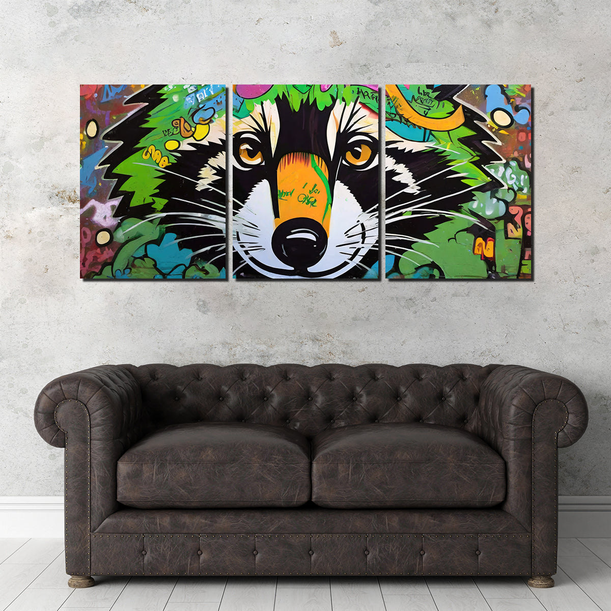 Raccoon Graffiti Wall Art