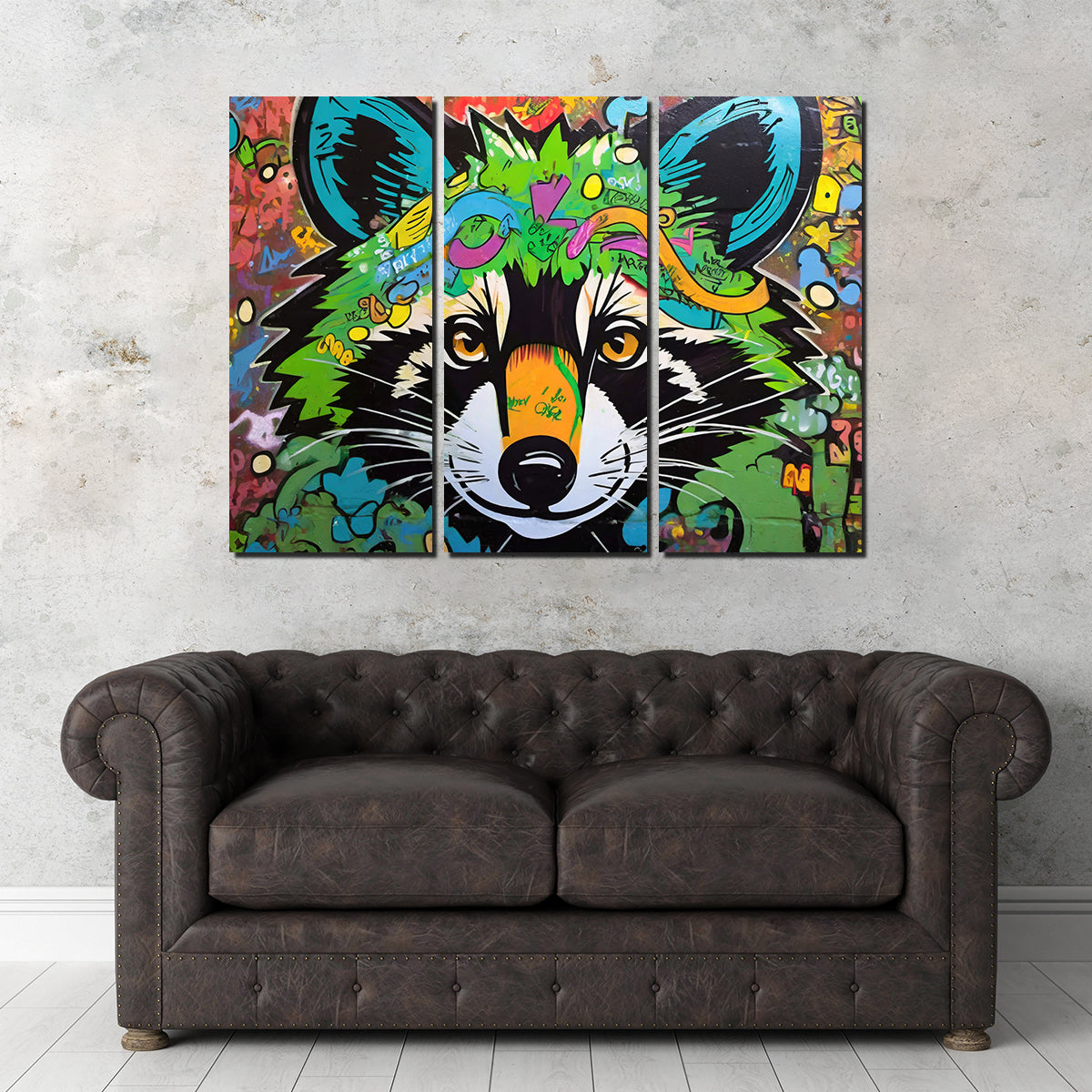 Raccoon Graffiti Wall Art