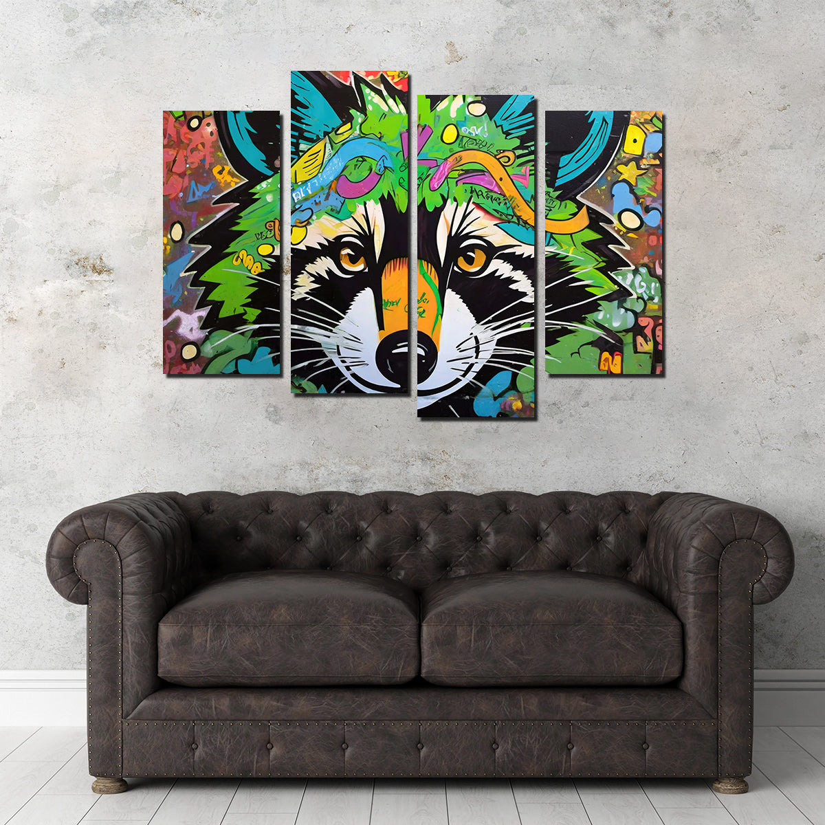 Raccoon Graffiti Wall Art