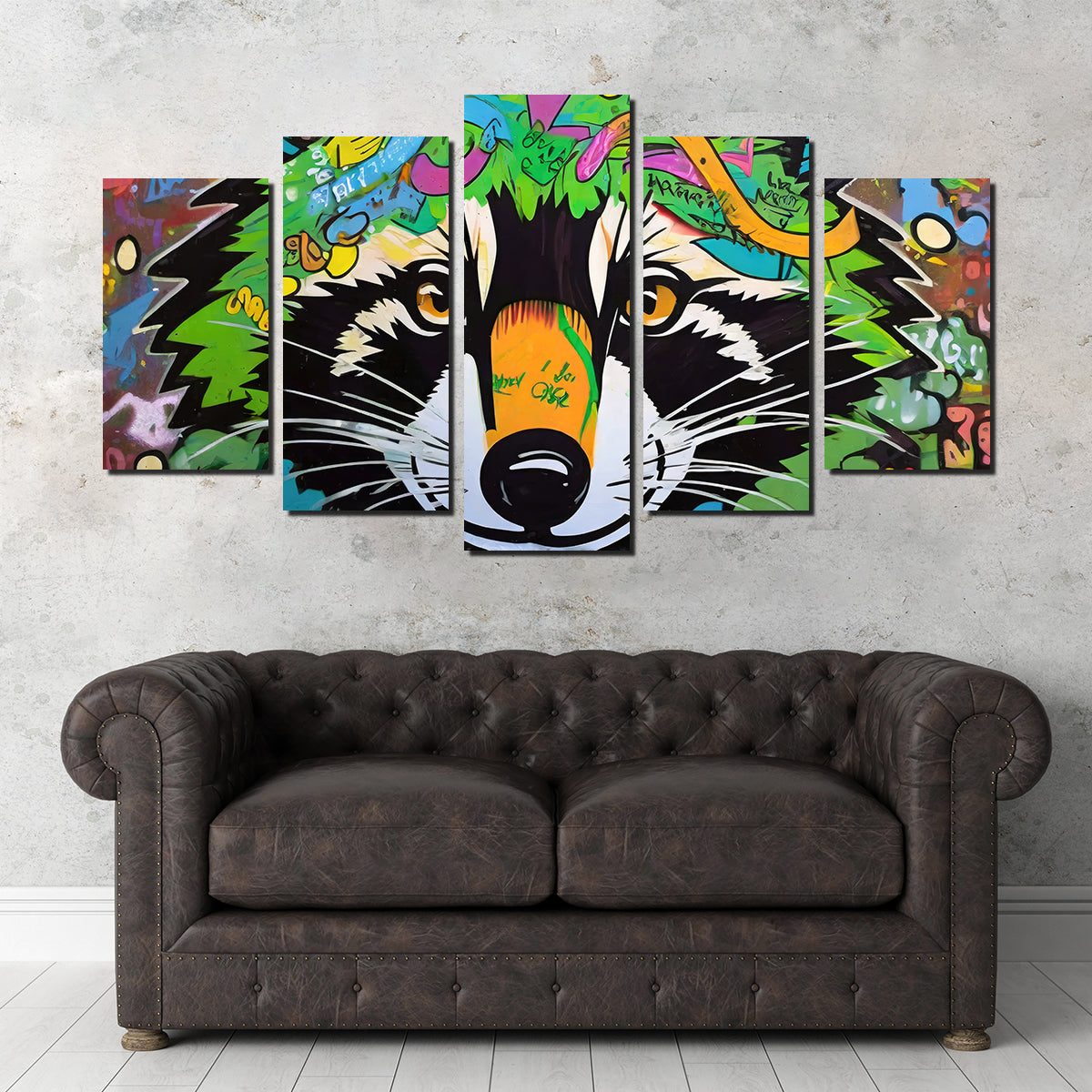 Raccoon Graffiti Wall Art