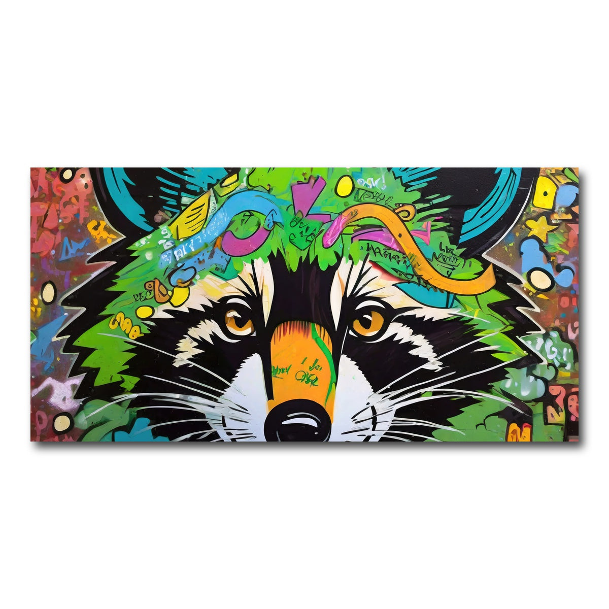 AUTO-MOCKUP WHITE | raccoon graffiti | 1 Piece | Gallery Wrap Canvas | group=2x1