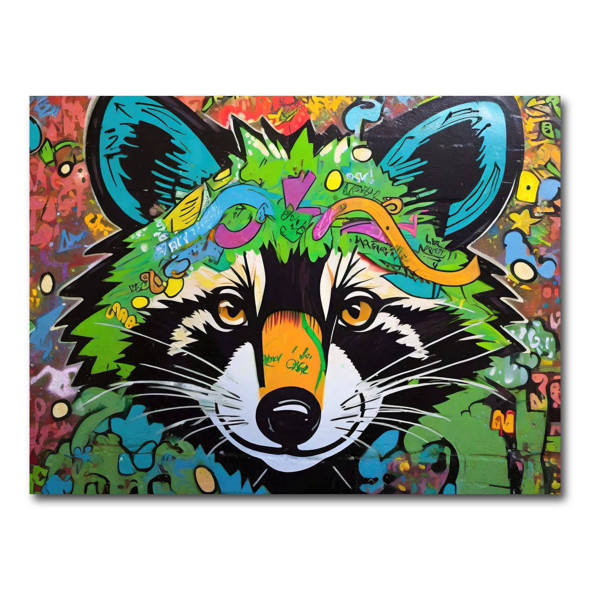 AUTO-MOCKUP WHITE | raccoon graffiti | 1 Piece | Gallery Wrap Canvas | group=4x3