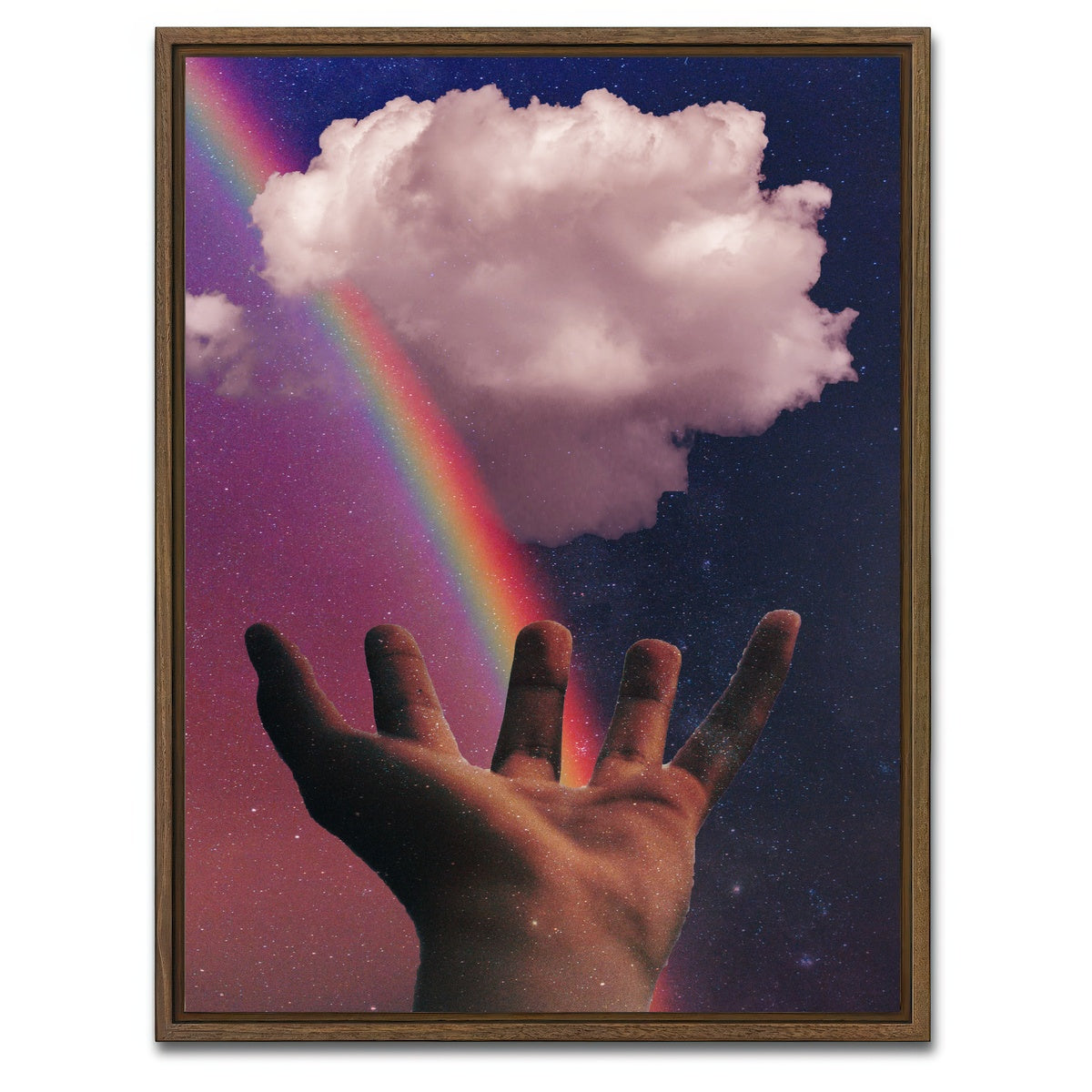 AUTO-MOCKUP WHITE | rainbow hand | 1 Piece | Walnut Framed Canvas | group=3x4