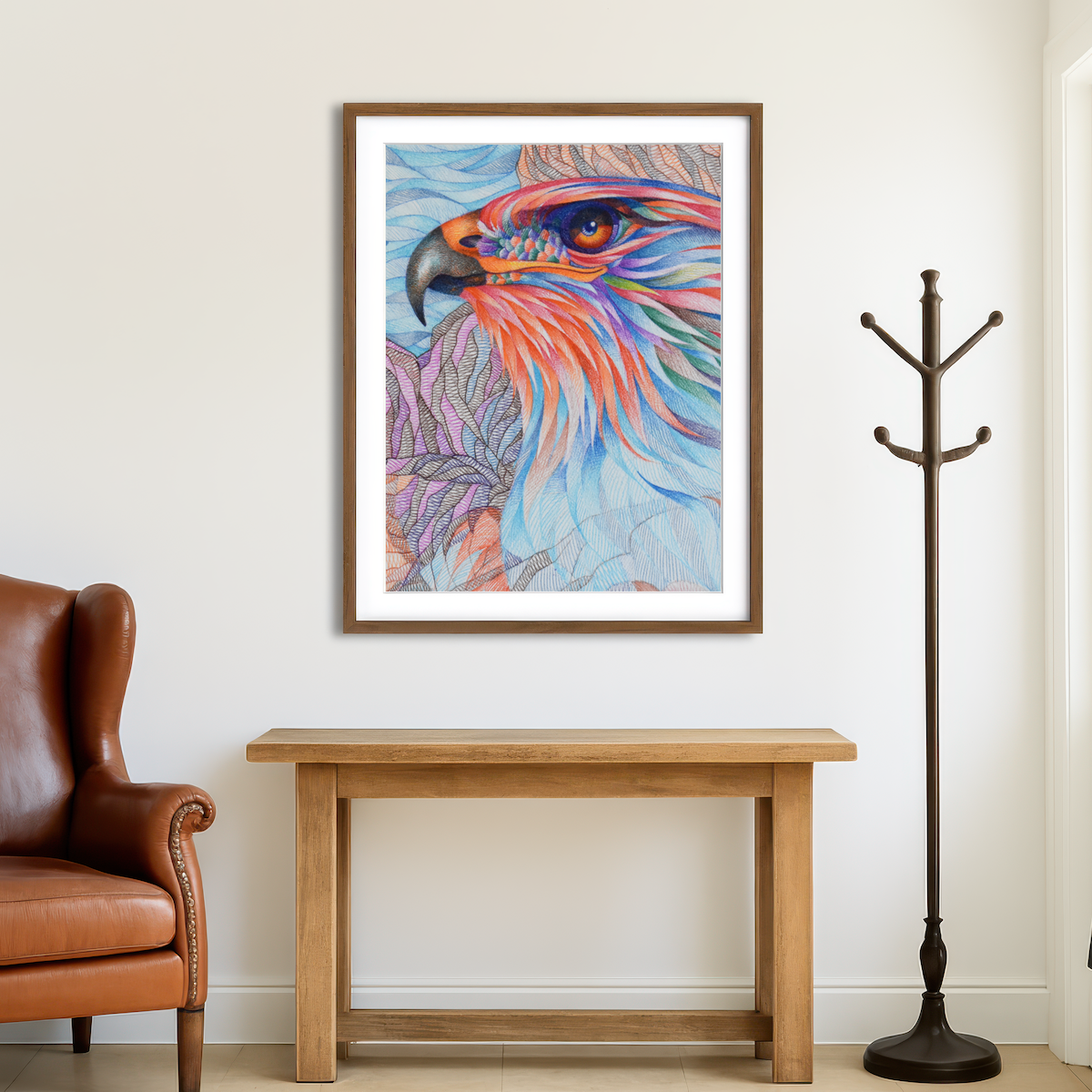 AUTO-MOCKUP ROOM | Raptor Awaiting Wall Art