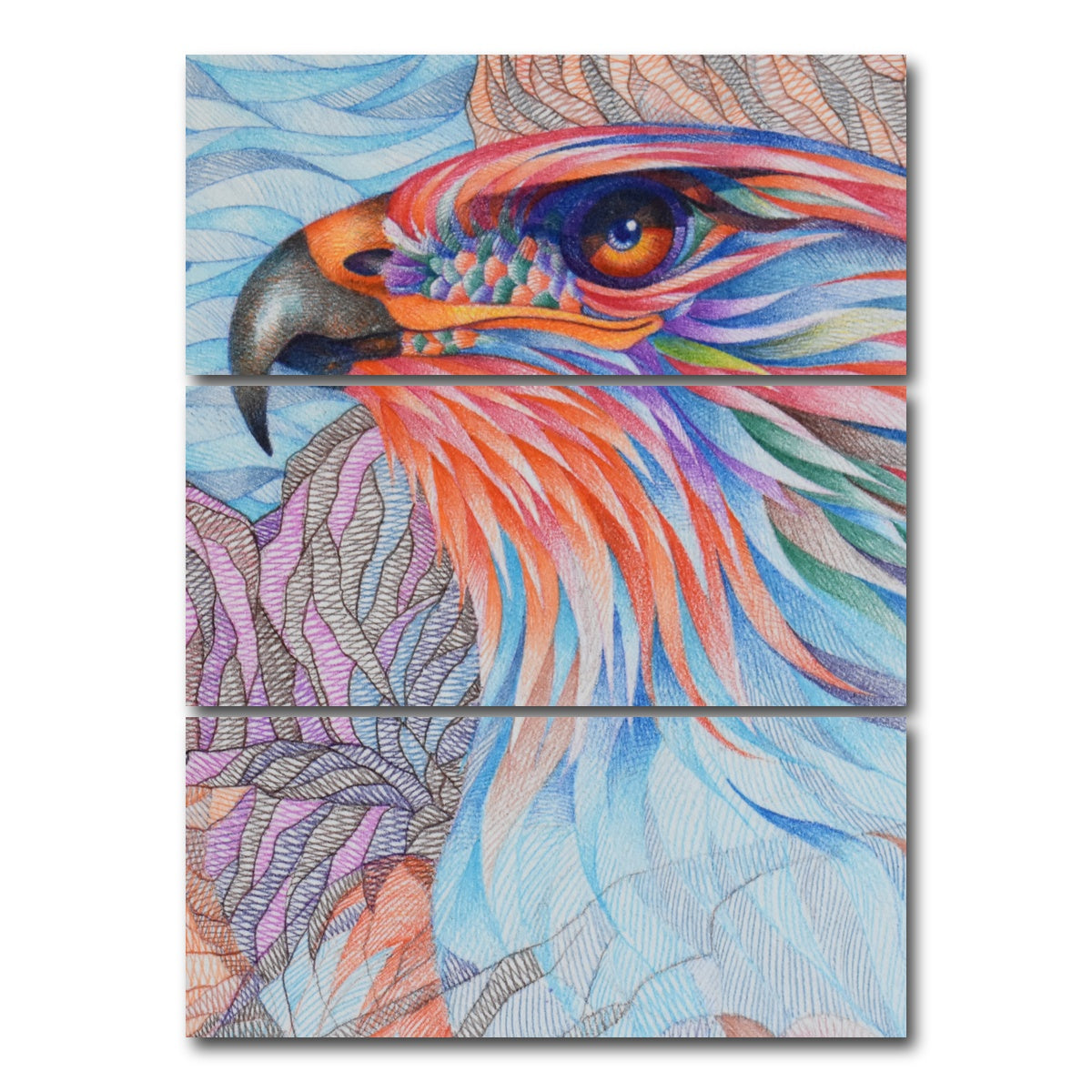 AUTO-MOCKUP WHITE | raptor awaiting | 3 Piece | Gallery Wrap Canvas | group=8x18_stacked