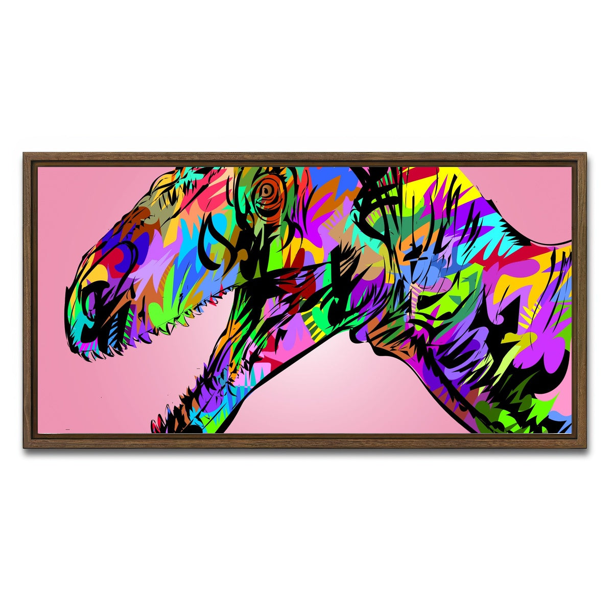 AUTO-MOCKUP WHITE | raptor closeup | 1 Piece | Walnut Framed Canvas | group=2x1