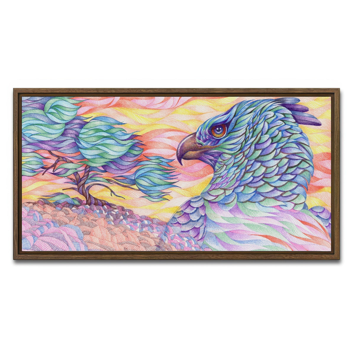 AUTO-MOCKUP WHITE | raptor's vigilance | 1 Piece | Walnut Framed Canvas | group=2x1