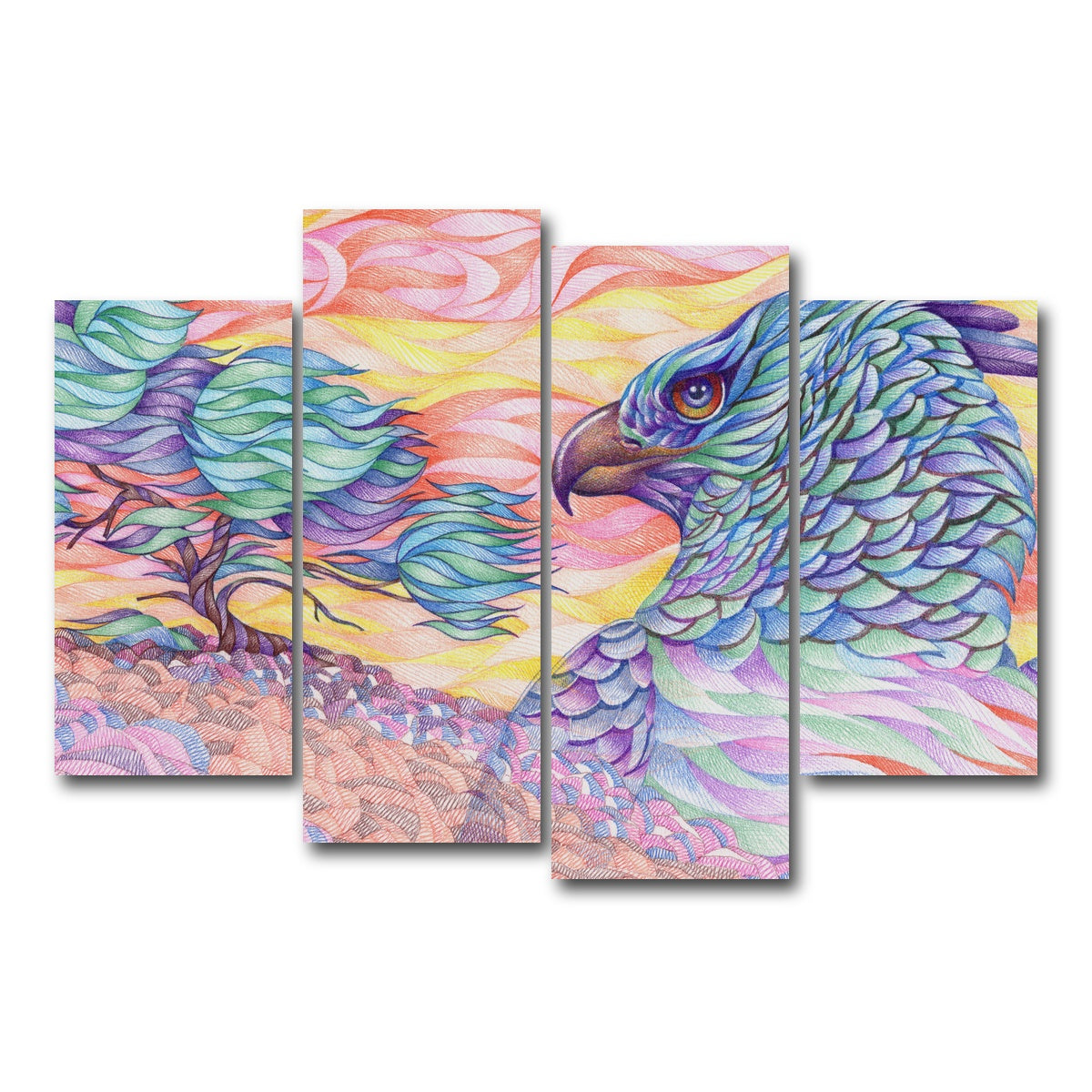 AUTO-MOCKUP WHITE | raptor's vigilance | 4 Piece | Gallery Wrap Canvas | group=4_short