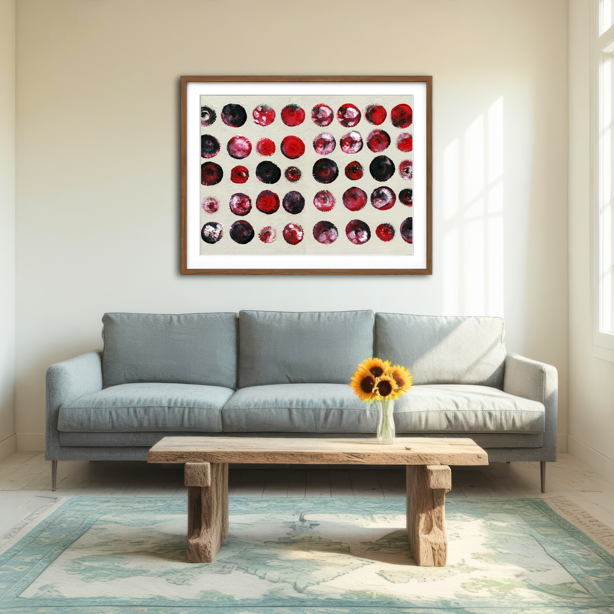 AUTO-MOCKUP ROOM | Red Circles Wall Art