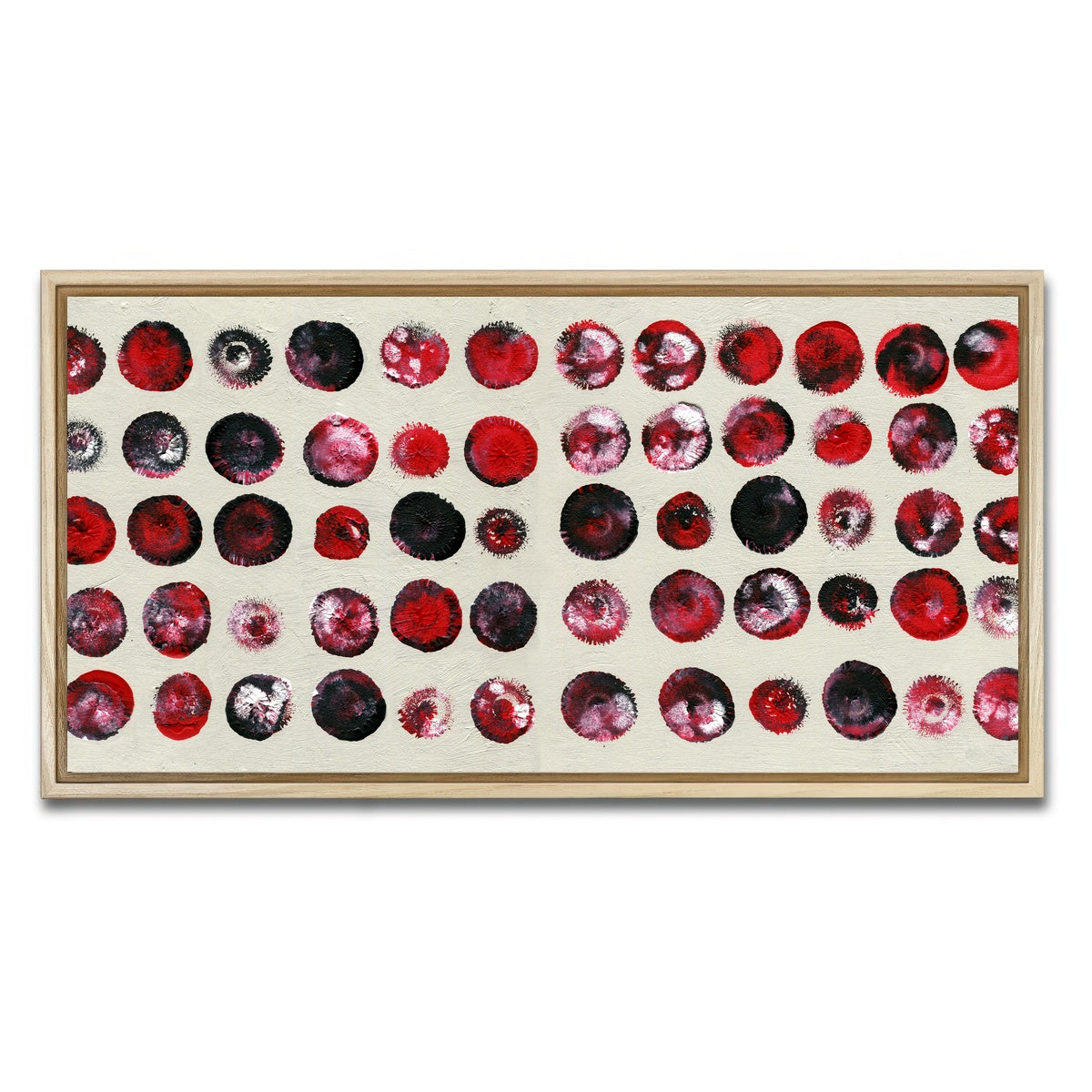 AUTO-MOCKUP WHITE | red circles | 1 Piece | Natural Framed Canvas | group=2x1