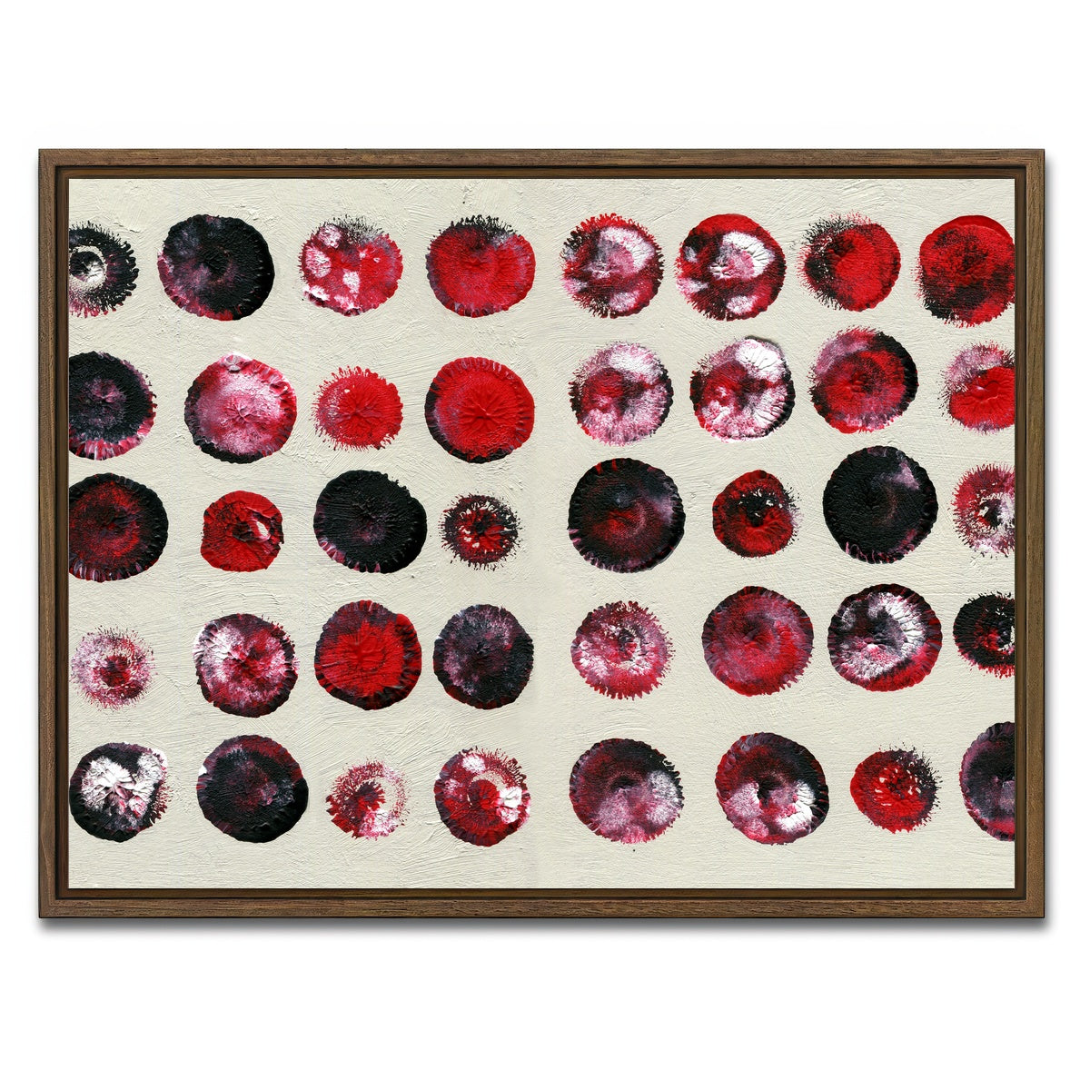 AUTO-MOCKUP WHITE | red circles | 1 Piece | Walnut Framed Canvas | group=4x3