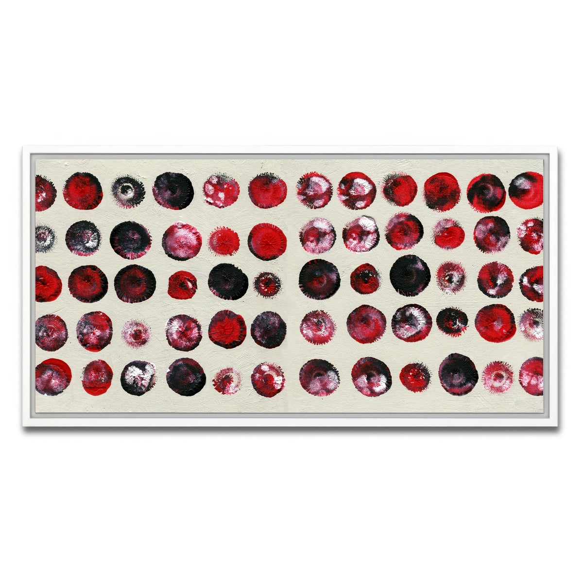 AUTO-MOCKUP WHITE | red circles | 1 Piece | White Framed Canvas | group=2x1