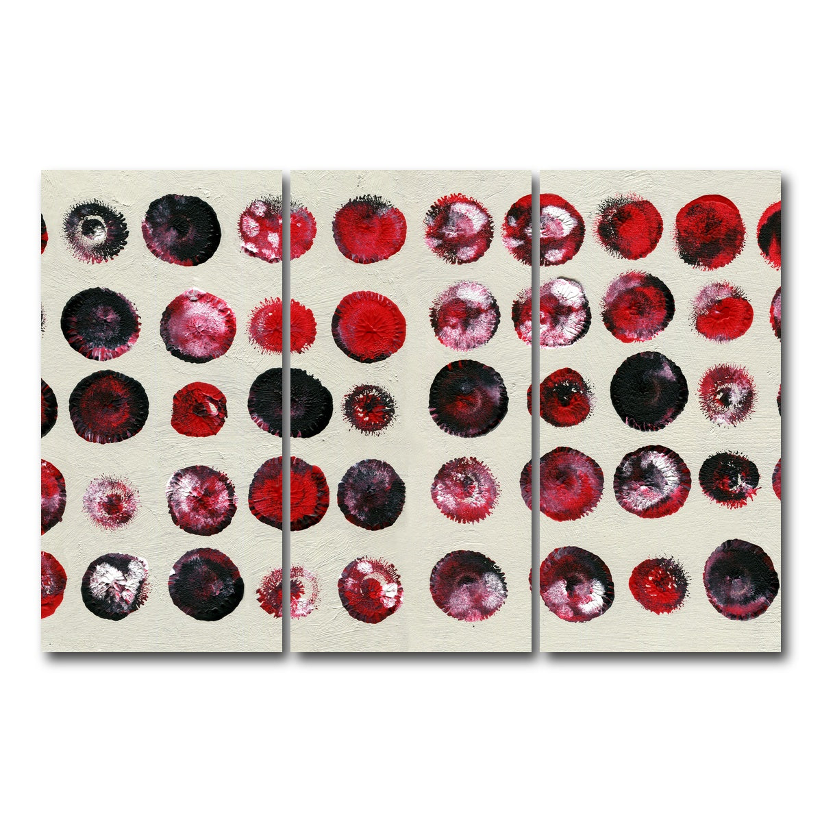 AUTO-MOCKUP WHITE | red circles | 3 Piece | Gallery Wrap Canvas | group=12x24