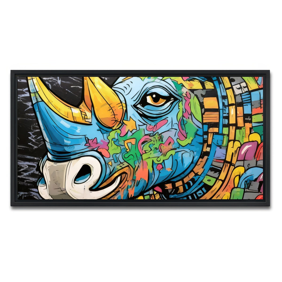 AUTO-MOCKUP WHITE | rhino graffiti | 1 Piece | Black Framed Canvas | group=2x1