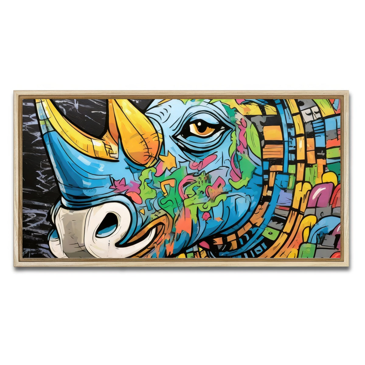 AUTO-MOCKUP WHITE | rhino graffiti | 1 Piece | Natural Framed Canvas | group=2x1