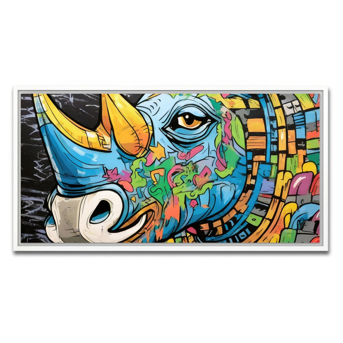 AUTO-MOCKUP WHITE | rhino graffiti | 1 Piece | White Framed Canvas | group=2x1