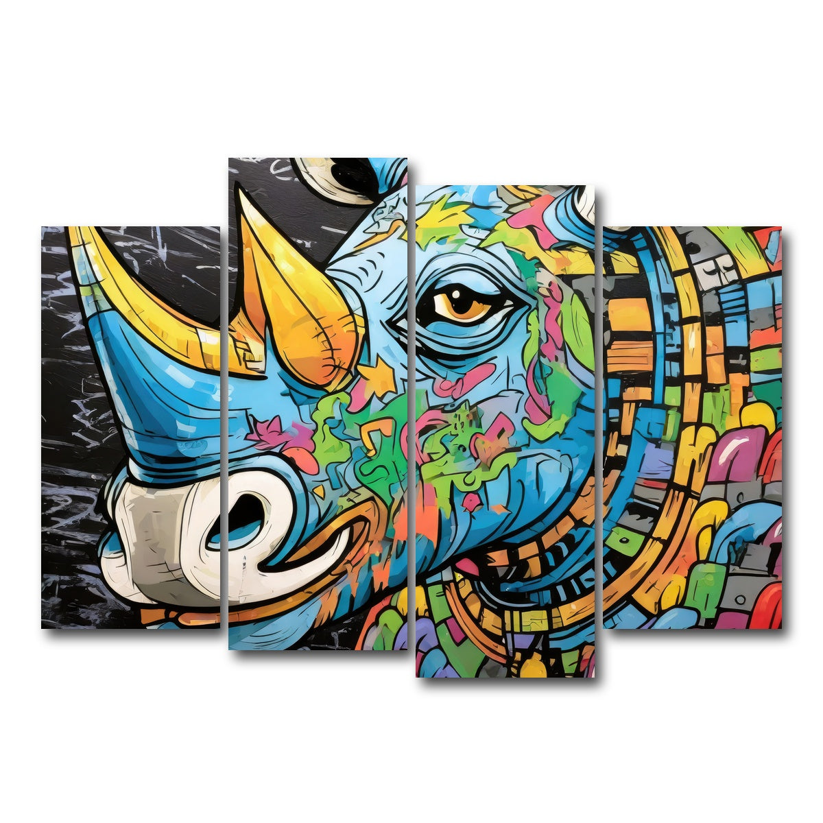 AUTO-MOCKUP WHITE | rhino graffiti | 4 Piece | Gallery Wrap Canvas | group=4_normal