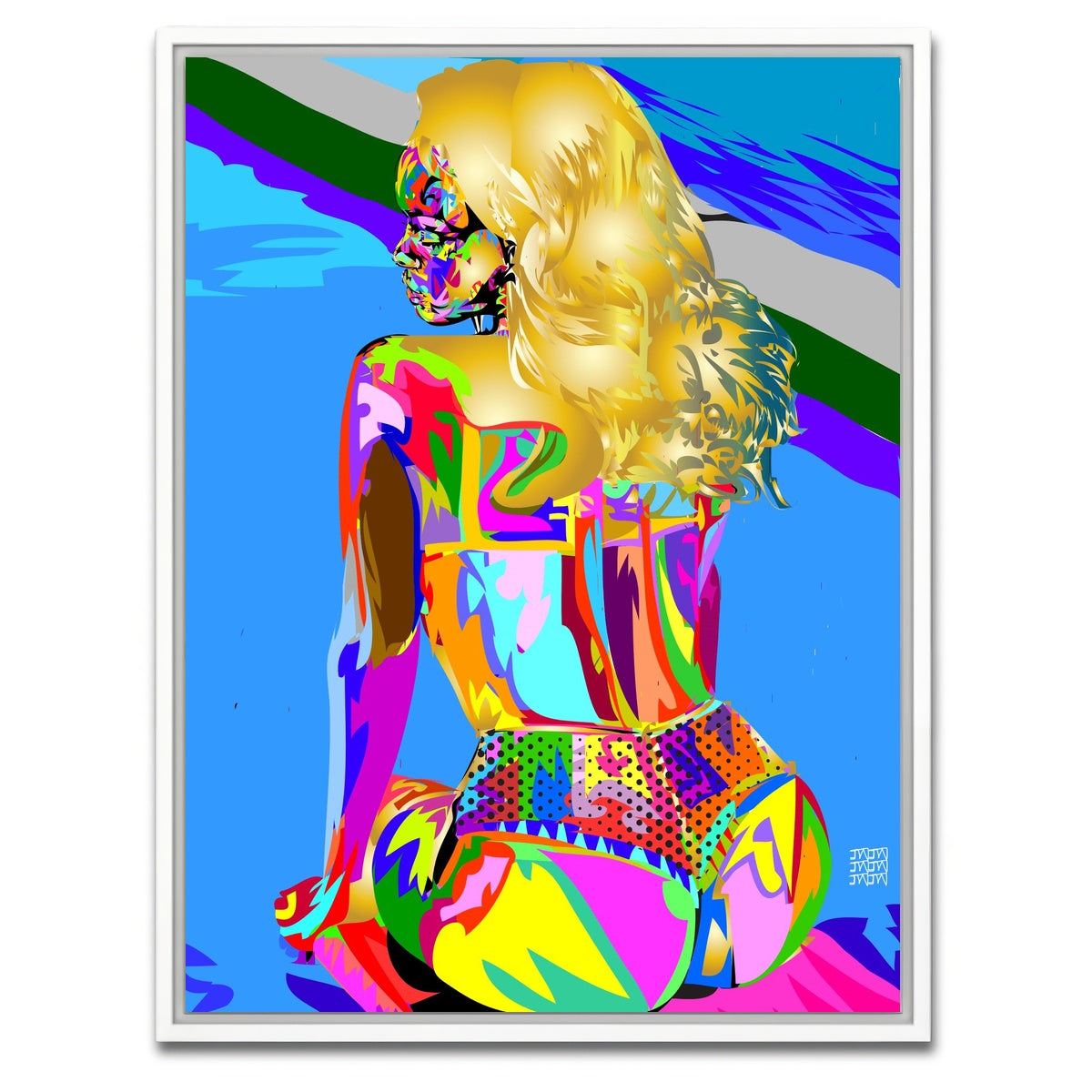 AUTO-MOCKUP WHITE | rihanna techno drome ass | 1 Piece | White Framed Canvas | group=3x4