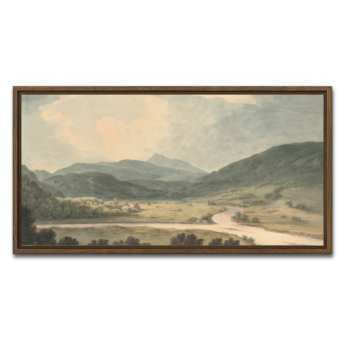 AUTO-MOCKUP WHITE | river lands | 1 Piece | Walnut Framed Canvas | group=2x1