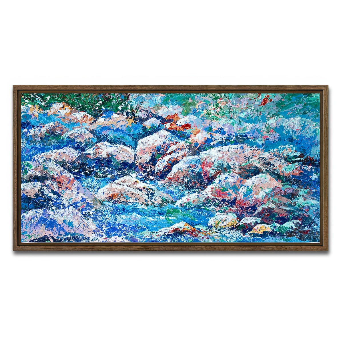 AUTO-MOCKUP WHITE | river rhapsody | 1 Piece | Walnut Framed Canvas | group=2x1