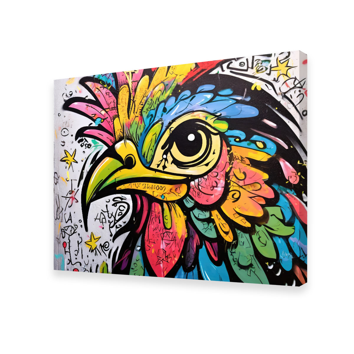 Rooster Graffiti Wall Art