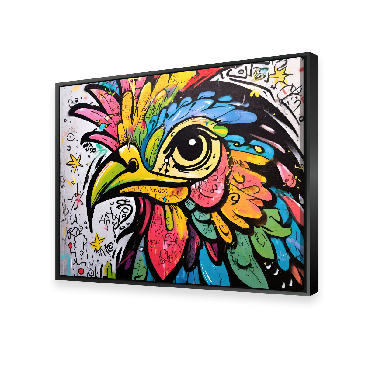 Rooster Graffiti Wall Art