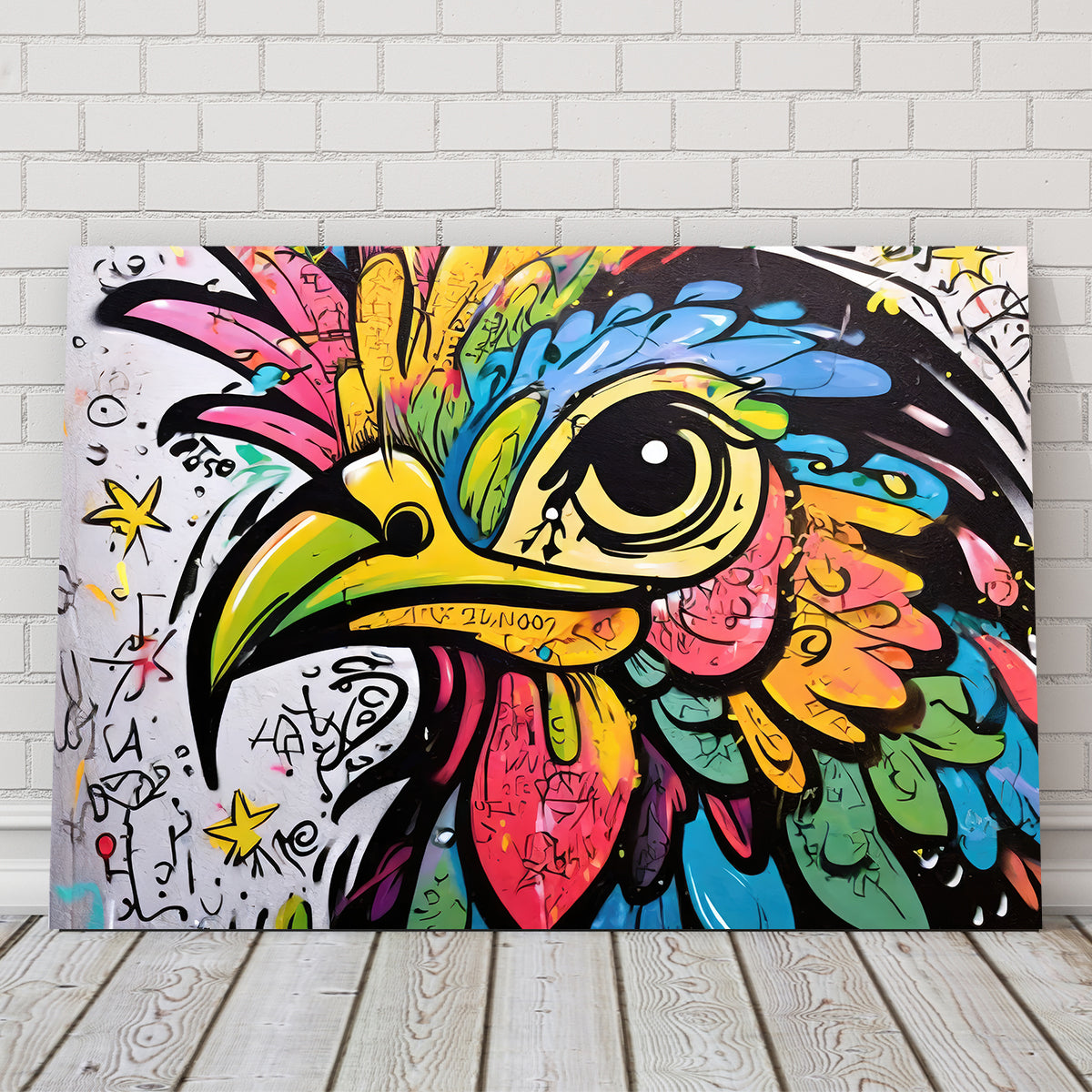 Rooster Graffiti Wall Art