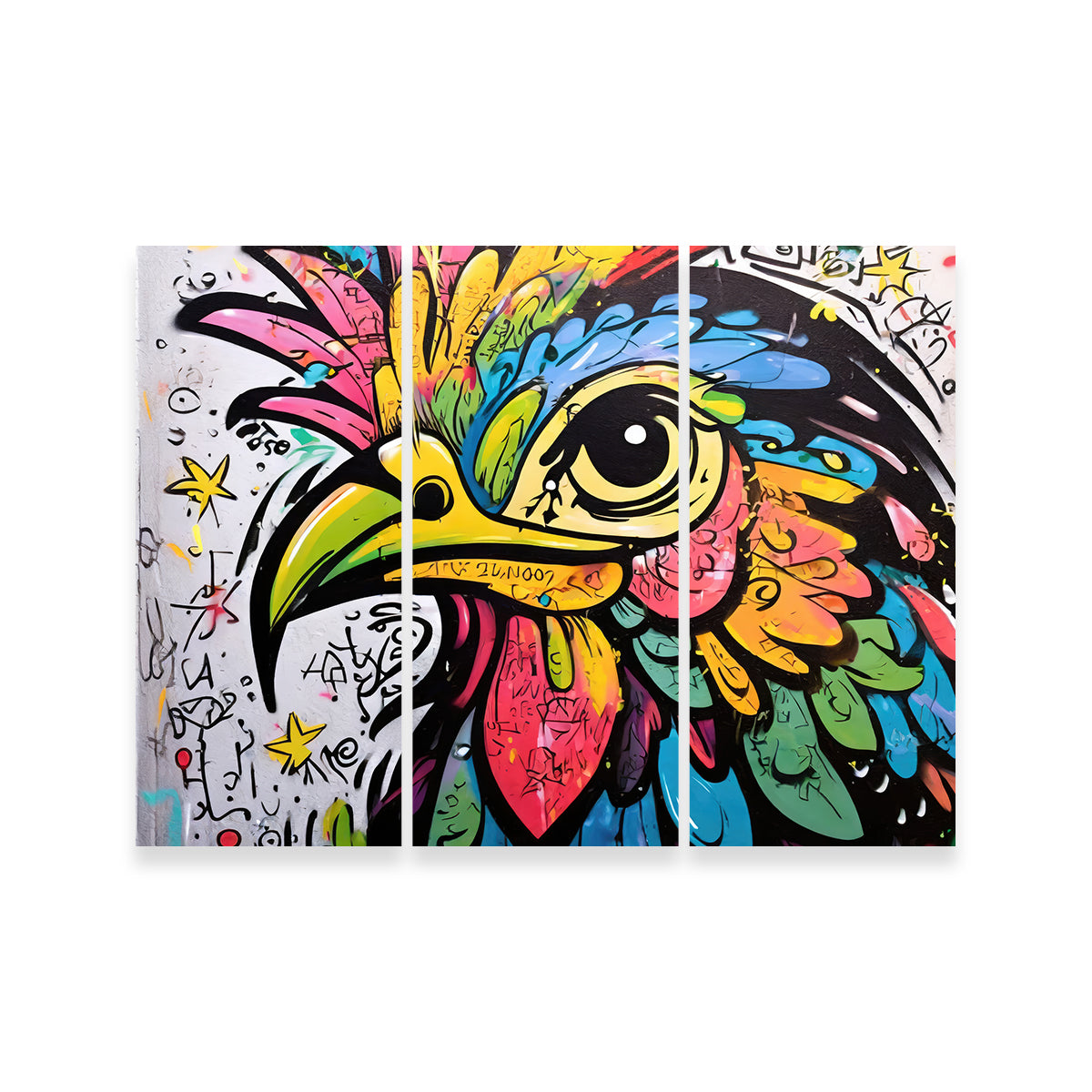 Rooster Graffiti Wall Art