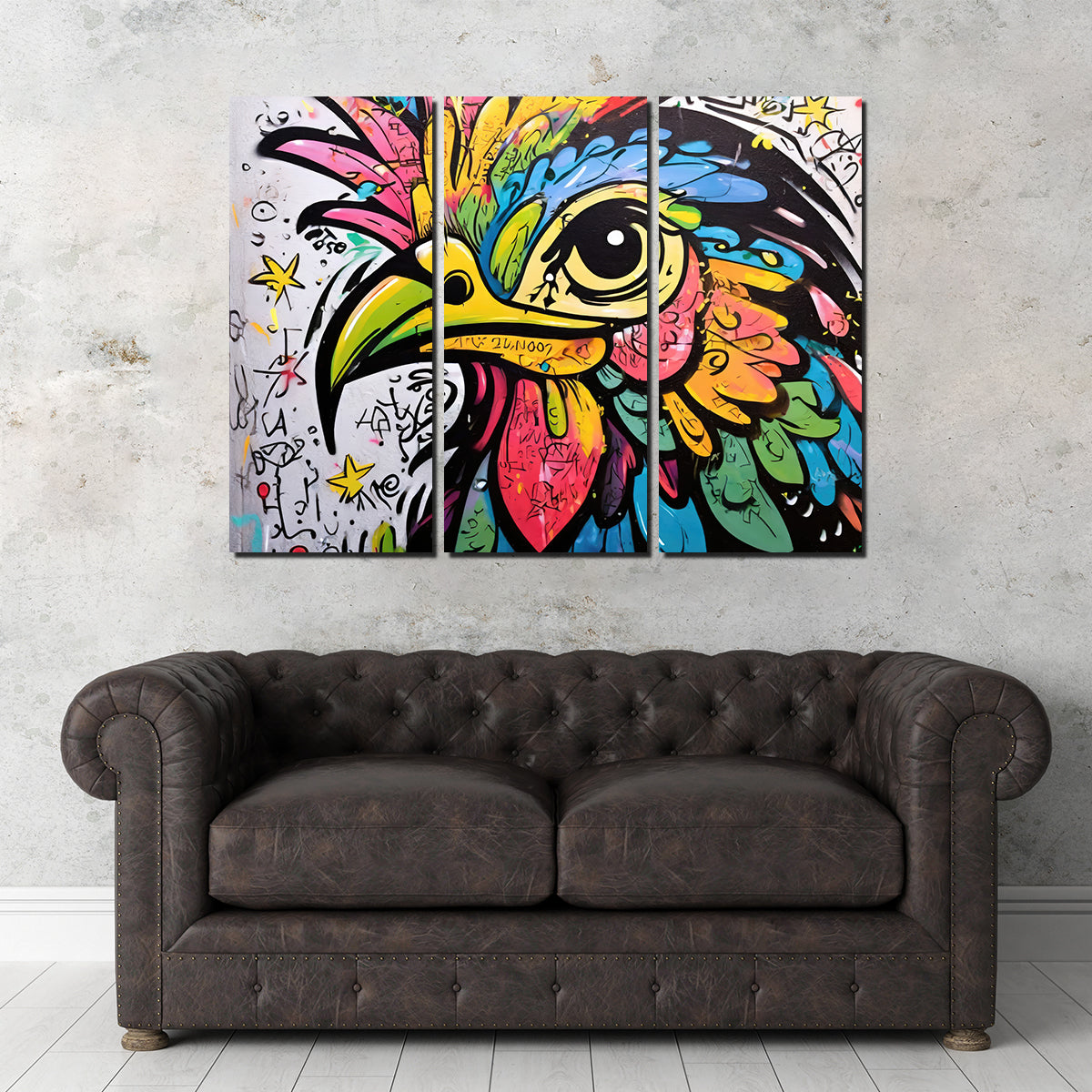 Rooster Graffiti Wall Art