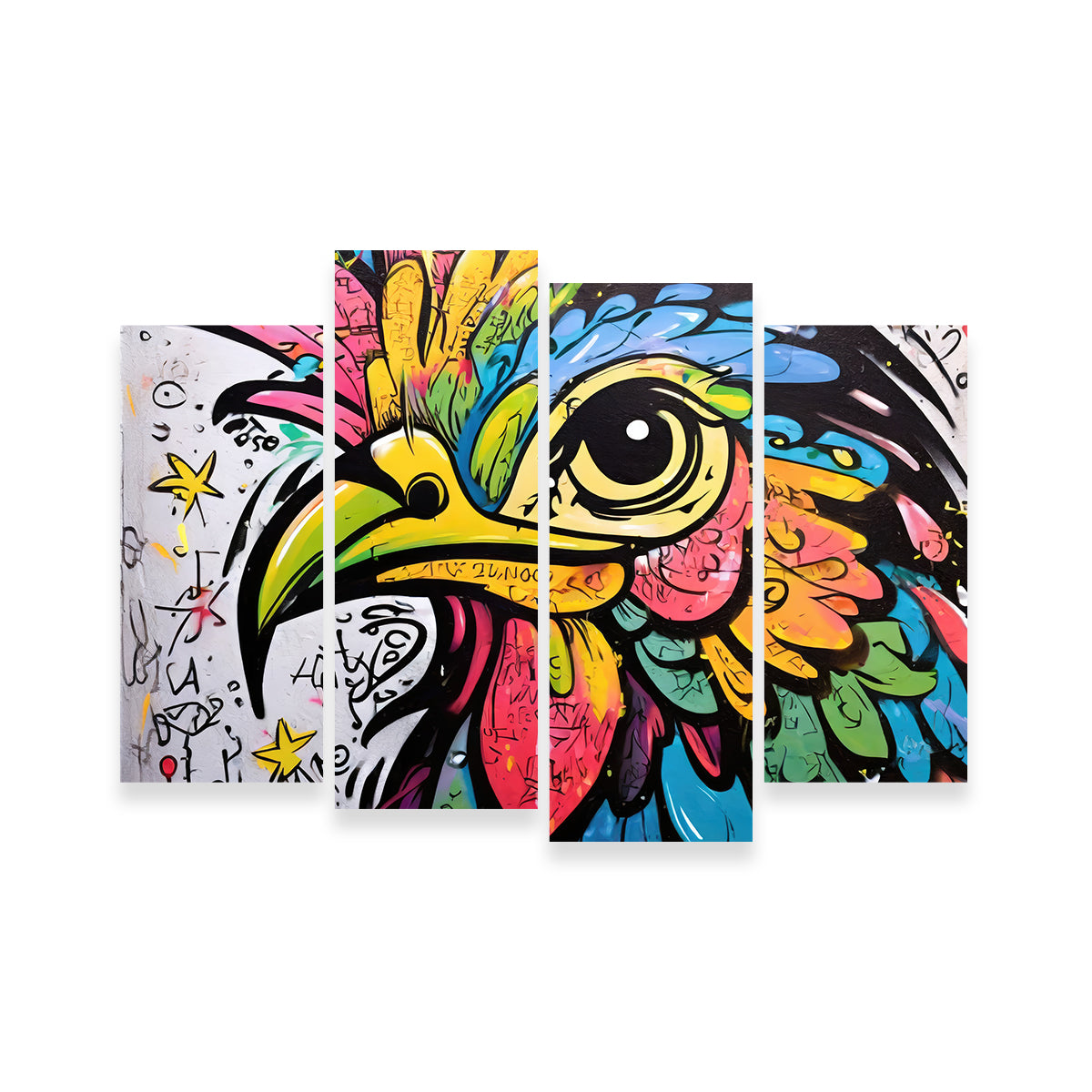 Rooster Graffiti Wall Art